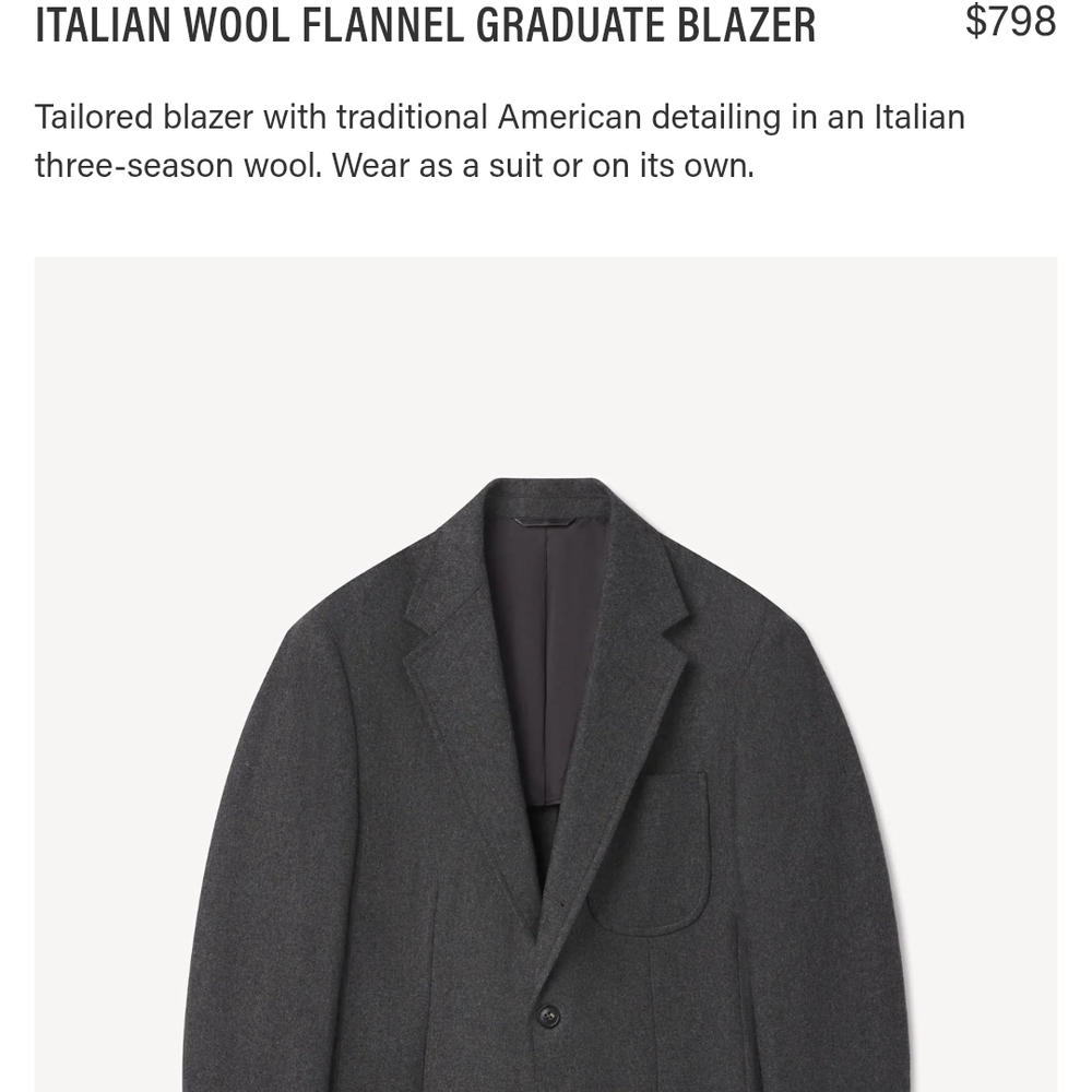 Buck Mason Charcoal Wool Blazer